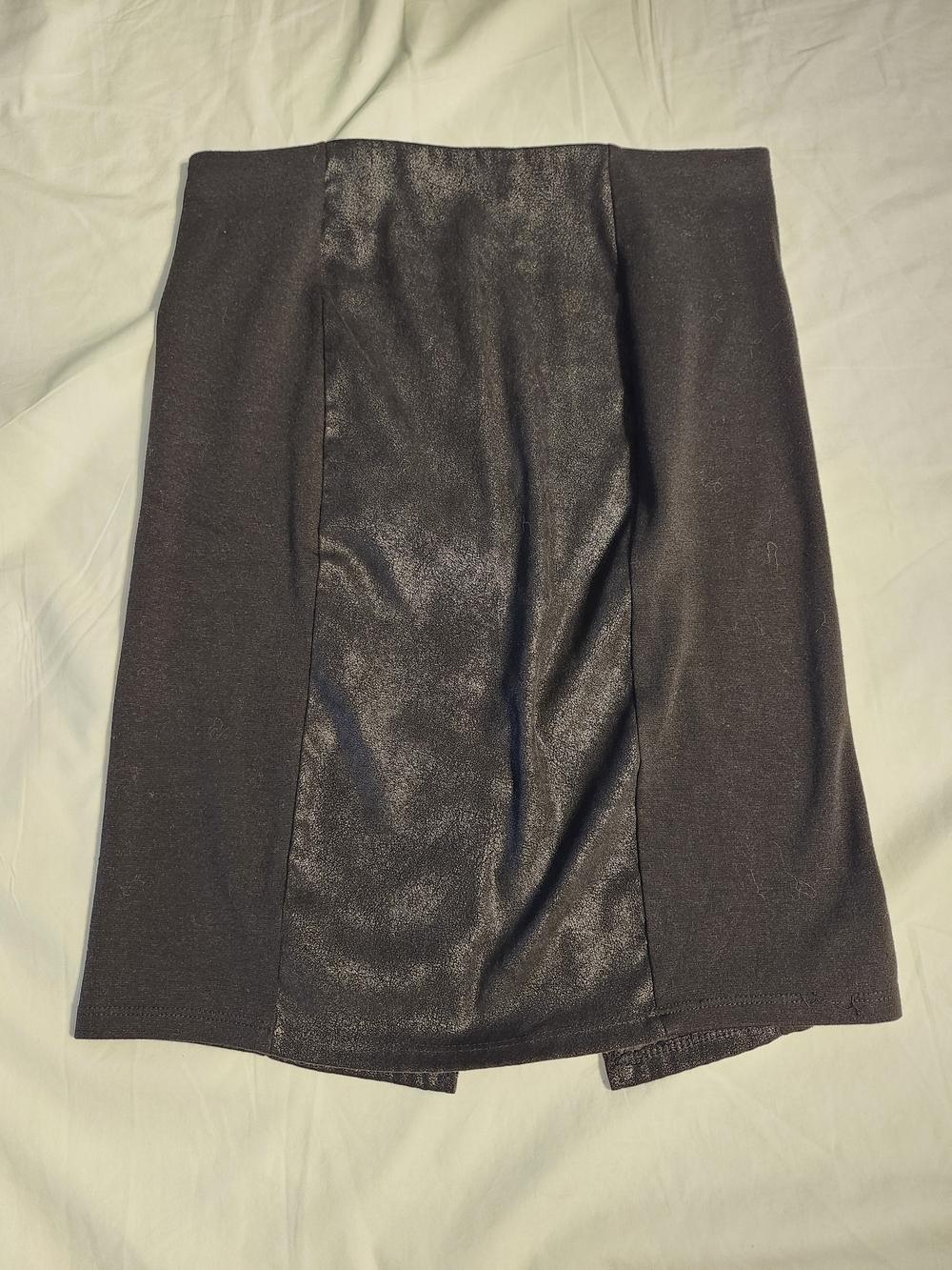 Black Faux-Leather Panel Pencil Skirt
